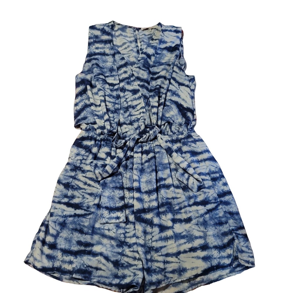 Collective Concepts Women's Sleeveless Romper Blue Tiedye L